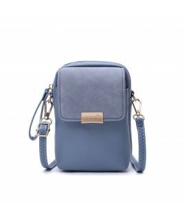 Lorenz Nubuck Grain PU Top Zip X-Body Accessory Bag with Front Pocket